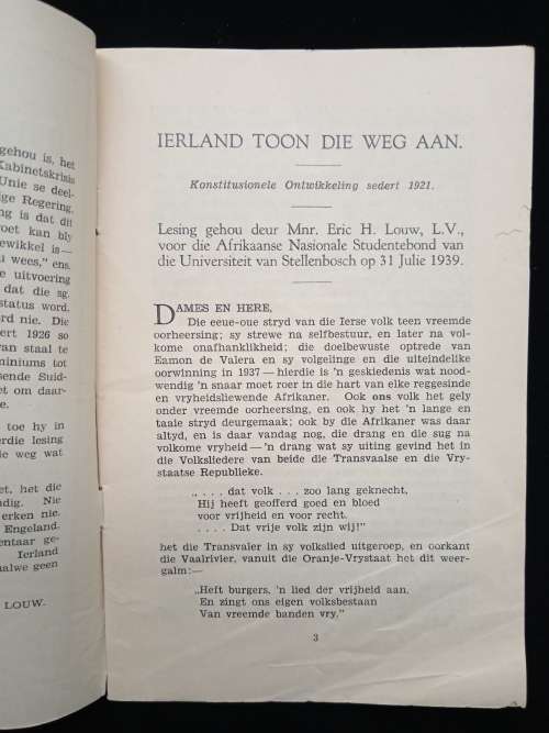 Ierland Too Die Weg Aan Konstitusionele Ontwikkeling sedert 1921 by Eric H Louw