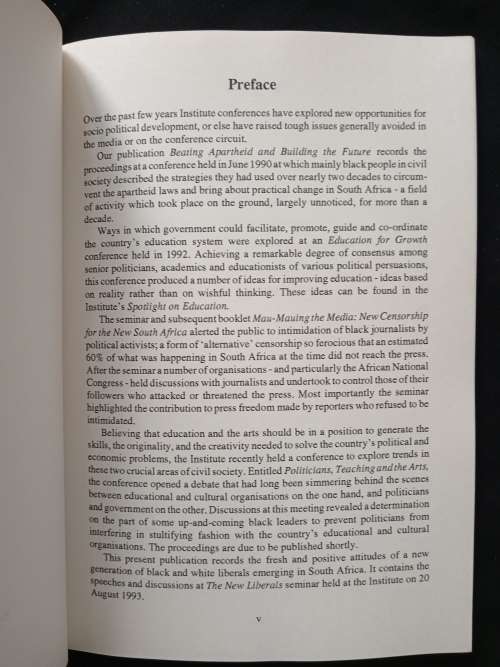 The New Liberals by Kane-Berman, Bloom, Douglas, Ntsane, O`Malley, Christianson, Maphalala & Pereira