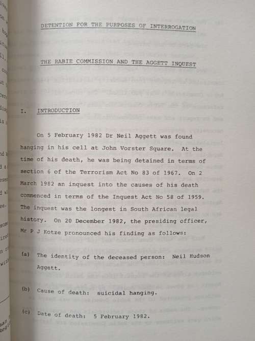 Lawyers for Human Rights Bulletin No 2 The Aggett Inquest & The Rabie Report compared
