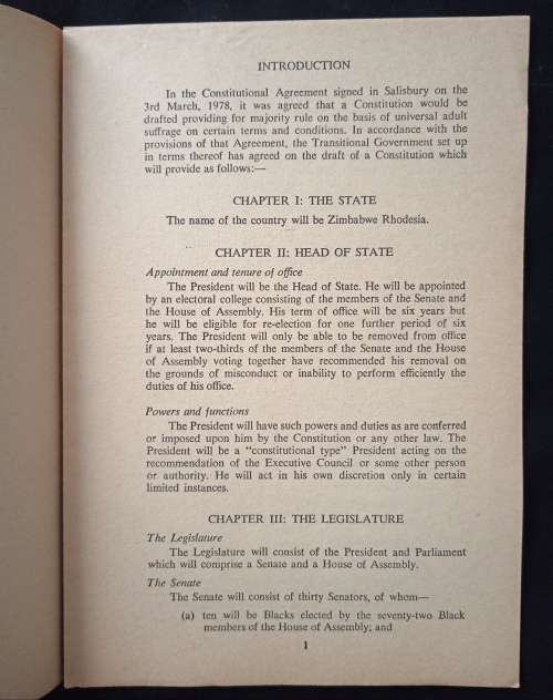 Proposals for A New Constitution for Rhodesia