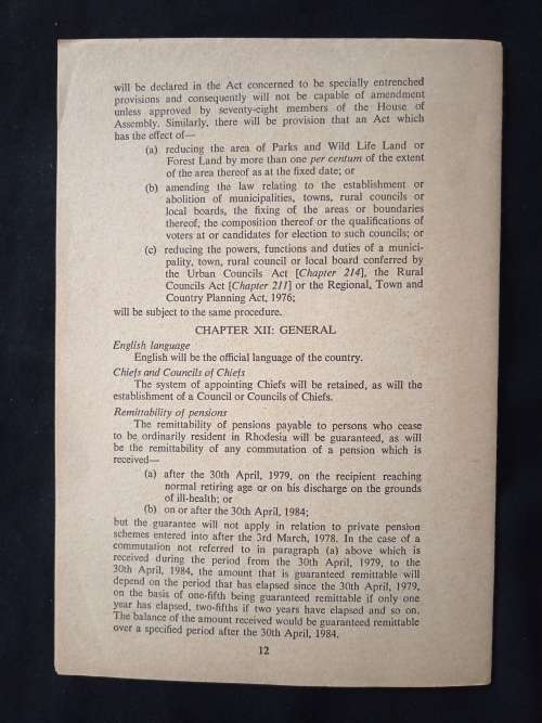 Proposals for A New Constitution for Rhodesia