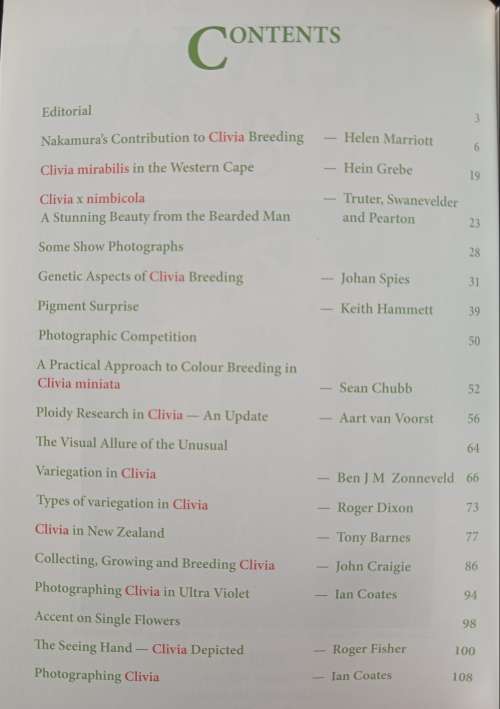 Clivia 8 Editors Claude Felbert, John van der Linde & Roger Dixon
