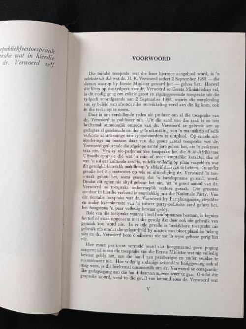 Verwoerd aan die Woord Toesprake 1948-1966 by Editor Prof A N Pelzer