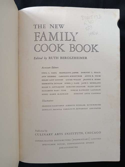 The New Family Cook Book Edited by Ruth Berolzheimer