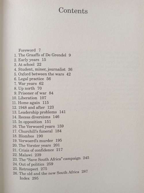 Div Looks Back The Memoirs of Sir de Villiers Graaff