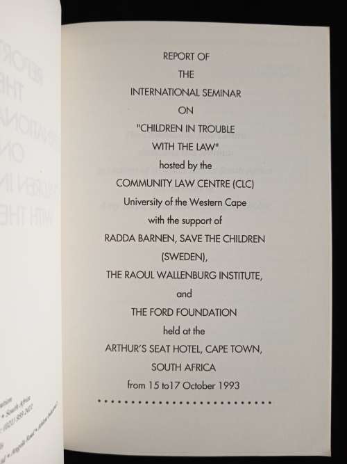 Report of the International Seminar on Children in Trouble with the Law