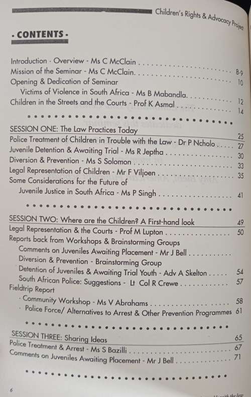 Report of the International Seminar on Children in Trouble with the Law