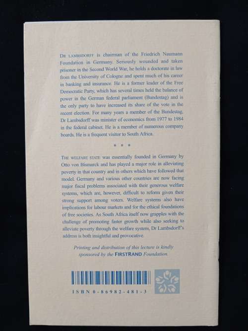 The Welfare State Poverty Alleviation or Poverty Creation by Dr Otto Count Lambsdorff