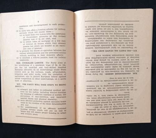 Die Nasionale Party se Verkiesingsmanifes Algemene Verkiesing 1938