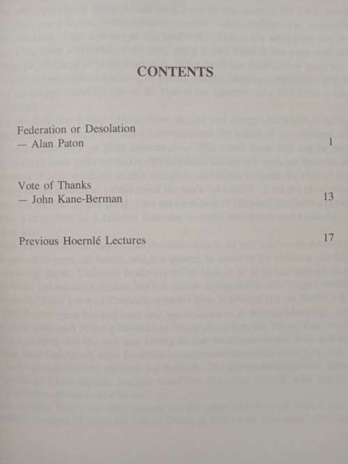 Federation or Desolation by Alan Paton