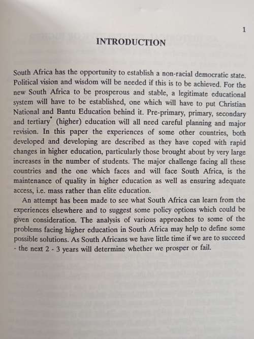 Access to & Quality in Higher Education A Comparative Study by S J Saunders
