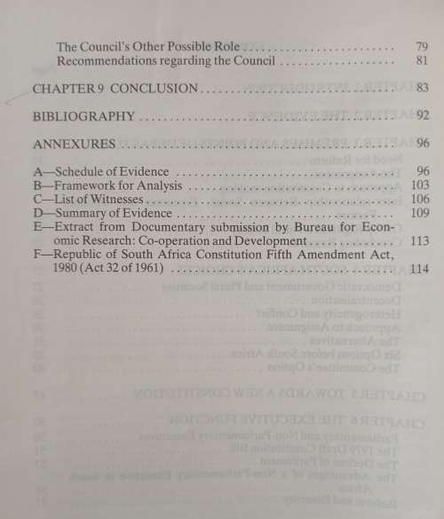 Republic of South Africa First Report of The Constitutional Committee of The Presidents Council