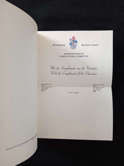 Republic of South Africa First Report of The Constitutional Committee of The Presidents Council