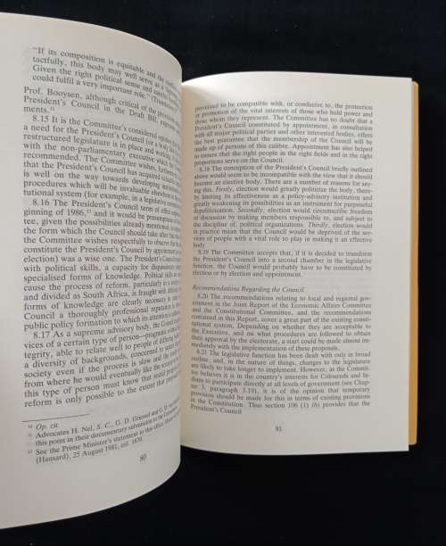 Republic of South Africa First Report of The Constitutional Committee of The Presidents Council