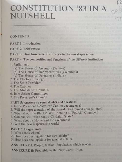 Constitution `83 in a Nutshell by Dr Stoffel van der Merwe
