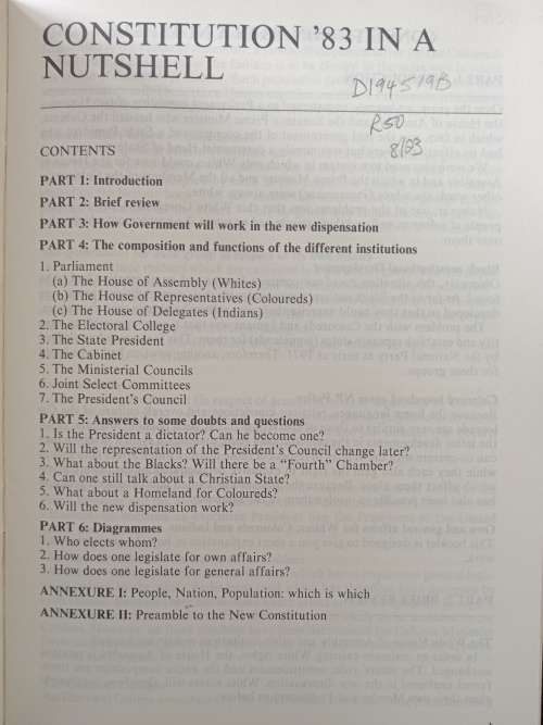 Constitution `83 in a Nutshell by Dr Stoffel van der Merwe