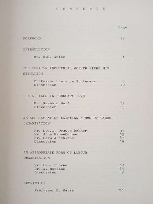 Labour Organisation & the African Worker Edited by D B Horner