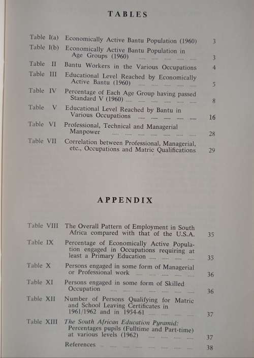 Bantu Manpower & Education by E G Malherbe