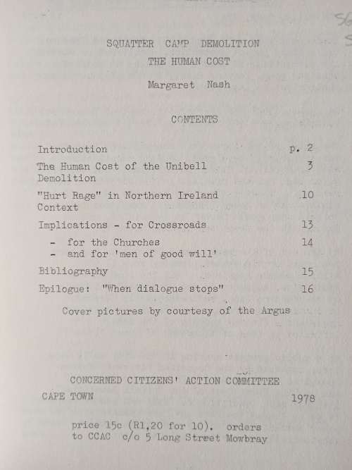 Squatter Camp Demolition The Human Cost Edited by Margaret Nash