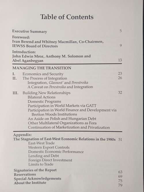 Managing the Transition Integrating the Reforming Socialist Countries into The World Economy