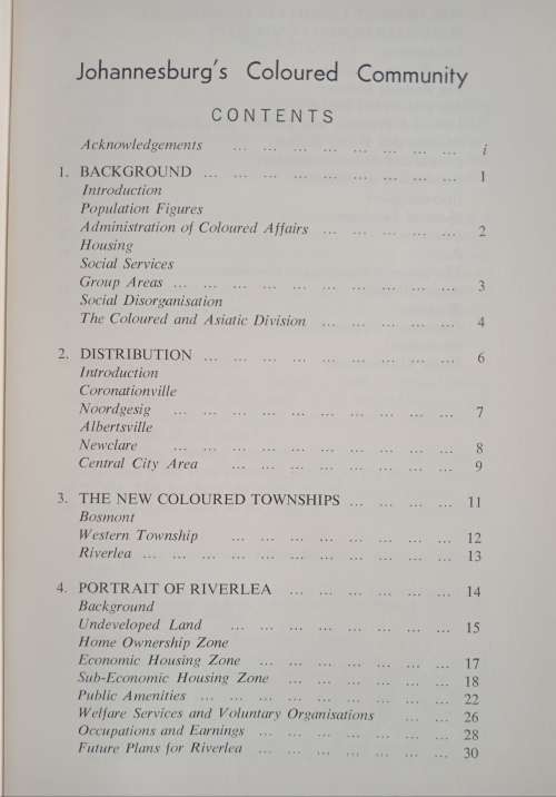 Johannesburgs Coloured Community with especial reference to Riverlea by P Randall & Mrs P C Burrow