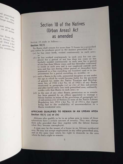 Memorandum on the Application of the Pass Laws & Influx Control