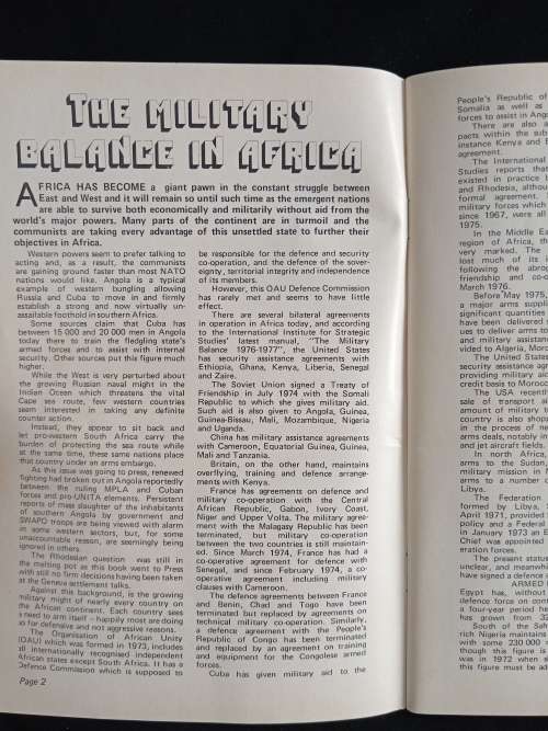 The Military Balance in Africa 1976 Edited by Tom Chalmers