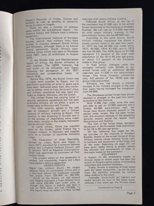 The Military Balance in Africa 1976 Edited by Tom Chalmers