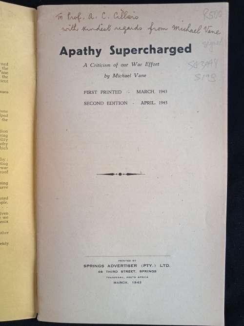 Apathy Supercharged A Criticism of our War Effort by Michael Vane