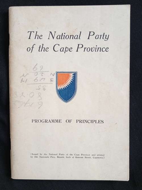 Die Nasionale Party van die Kaapprovinsie Program van Beginsels & Konstitusie 1937