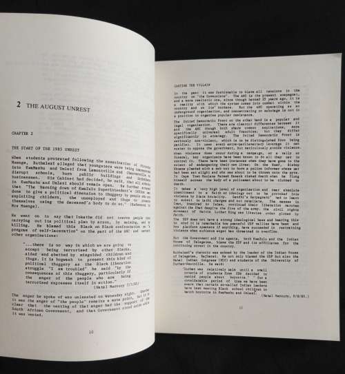 Institute for Black Research Special Report Unrest in Natal August 1985 Edited by Fatima Meer
