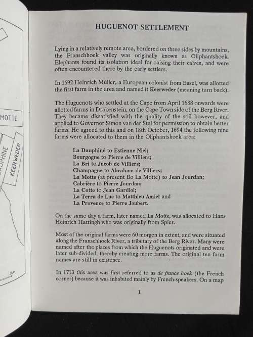 The History of Franschhoek by J E Malherbe