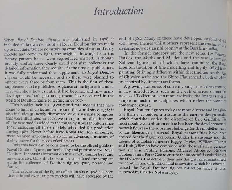Royal Doulton Figures Supplement No 1 1979-1982 by Louise Irvine & Richard Dennis