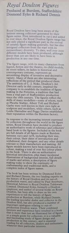 Royal Doulton Figures Produced at Burslem Staffordshire by Desmond Eyles & Richard Dennis