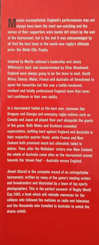 Sweet Chariot The Complete Book of the Rugby World Cup 2003 Edited by Ian Robertson