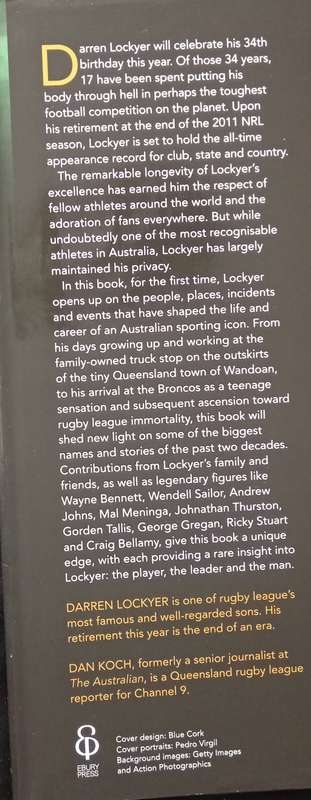 Darren Lockyer Autobiography with Dan Koch