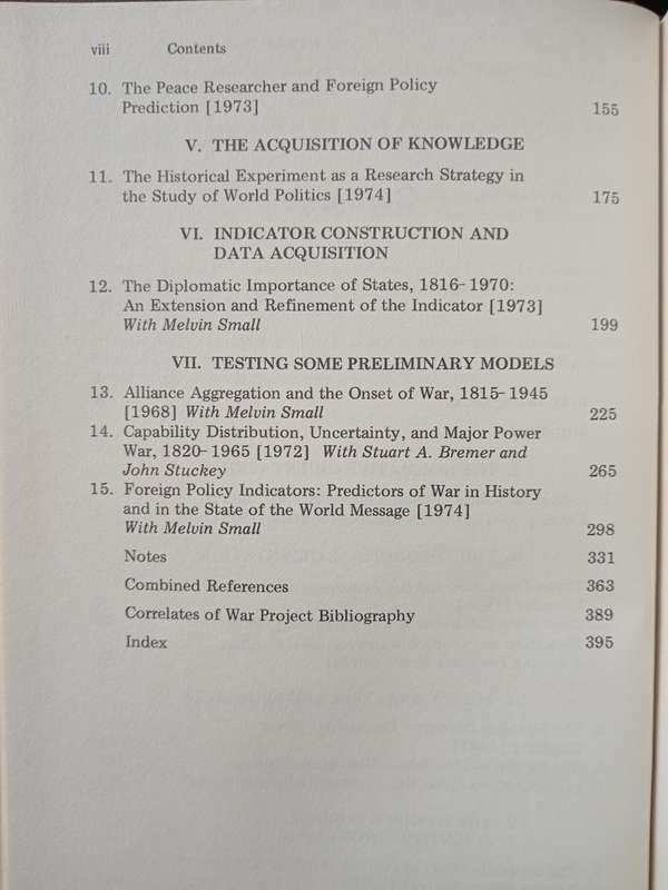 The Correlates of War(set of 2) Edited by J David Singer