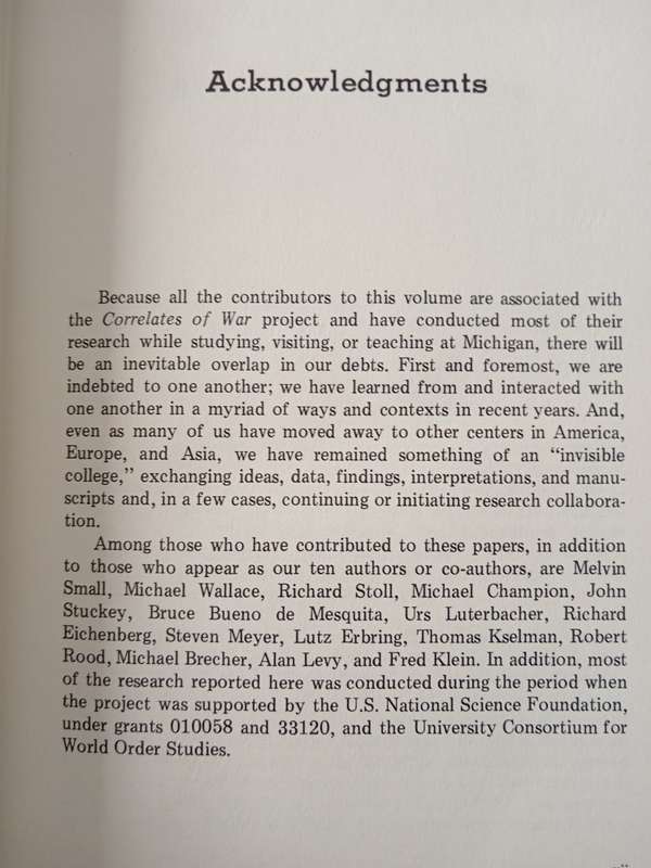 The Correlates of War(set of 2) Edited by J David Singer