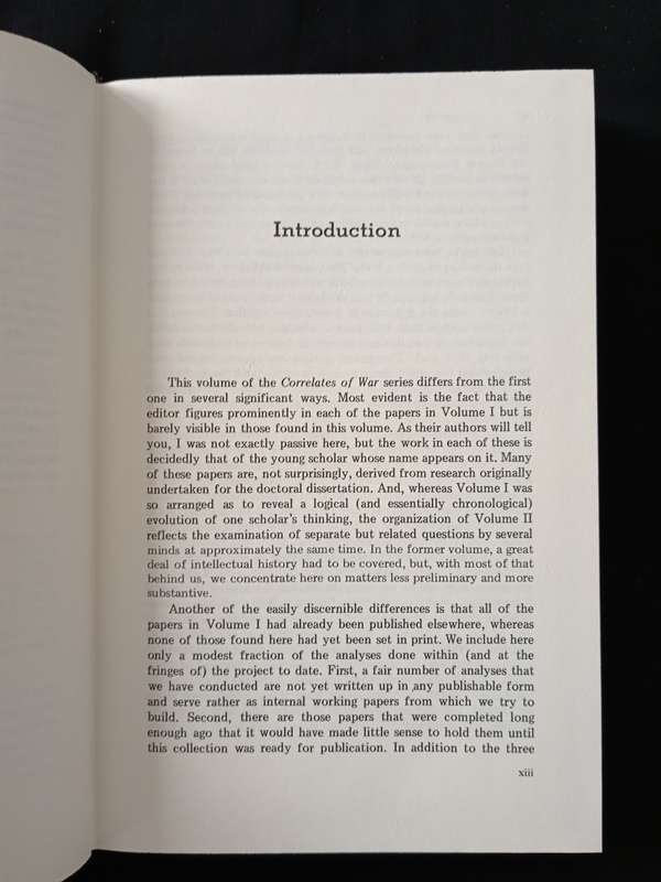 The Correlates of War(set of 2) Edited by J David Singer