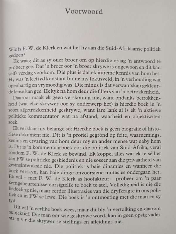 FWDe Klerk Die man en sy tyd by Willem De Klerk