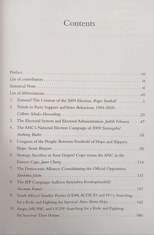 Zunami The South African Elections of 2009 Edited by Roger Southall & John Daniel
