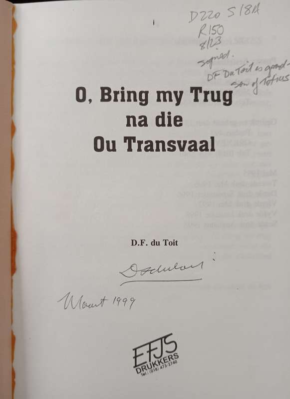Of Bring my Trug na die Ou Transvaal by DF du Toit