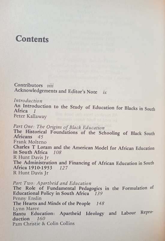 Apartheid & Education Edited by Peter Kallaway