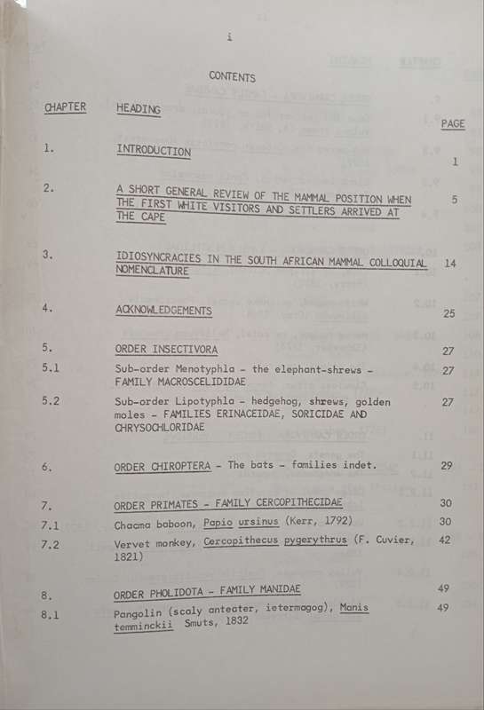 Historical Mammal Incidence in the Cape Province Volume 1 by CJ Skead