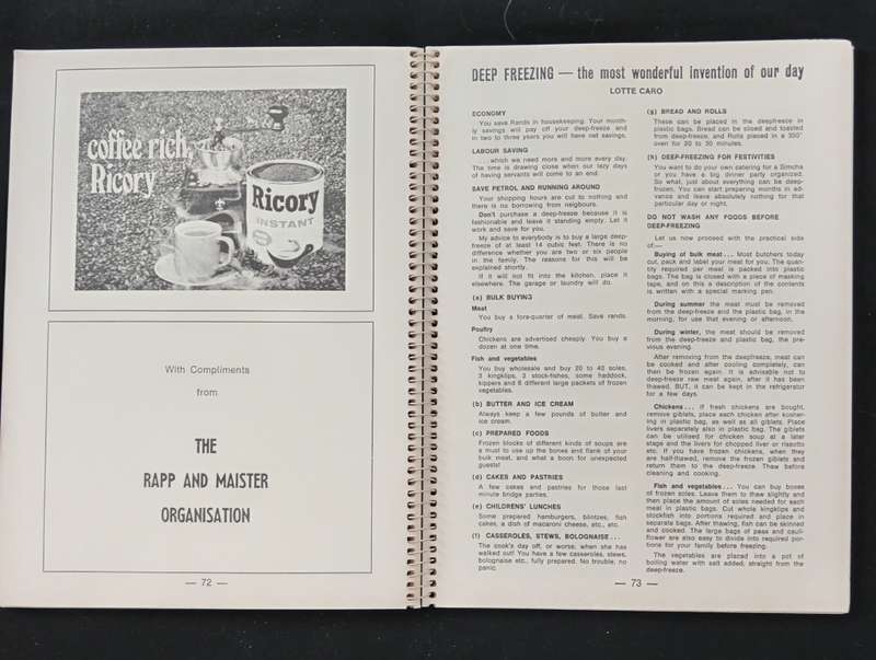 Kitchen Glove Recipe Book Incorporating Passover Palatables