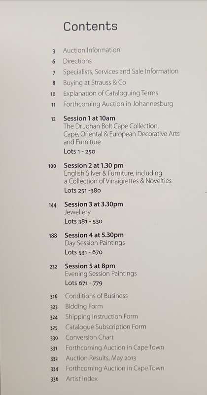 Strauss & Co Important South African Art & Furniture, Decorative Arts & Jewellery 21 October 2013