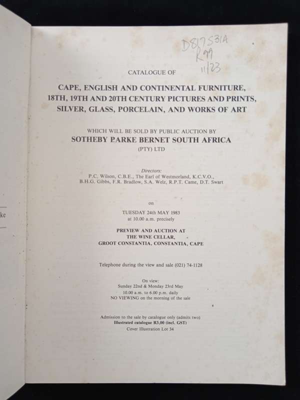 Sotheby`s Cape Town Catalogue