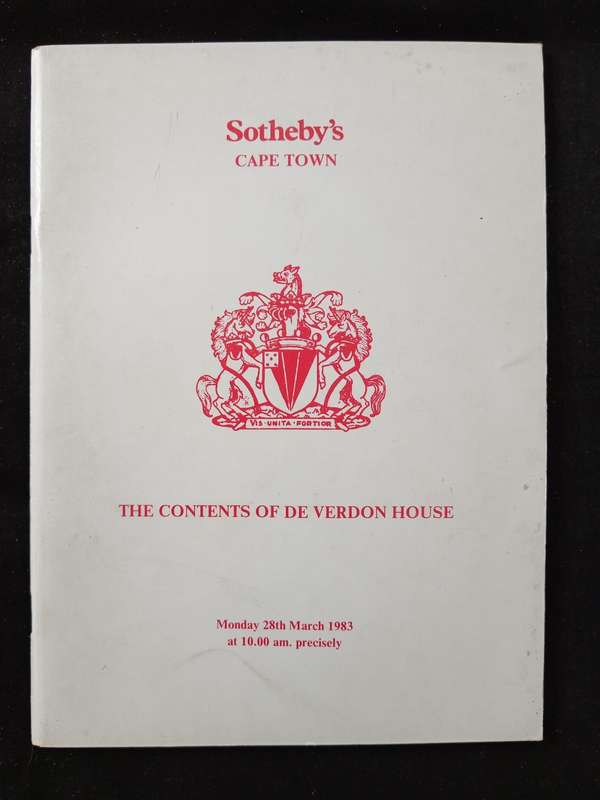 Sotheby`s Cape Town The Contents of De Verdon House