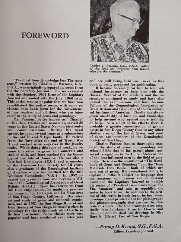 Practical Gem Knowledge for The Amateur by Charles J Parsons