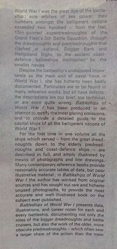 Battle Ships of World War I by Anthony Preston